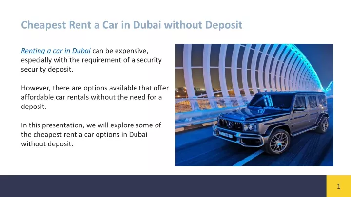 cheapest rent a car without deposit in dubai