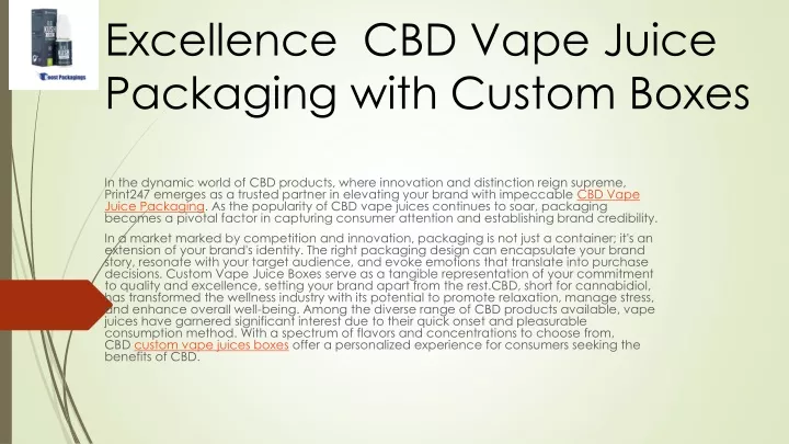 excellence cbd vape juice packaging with custom boxes