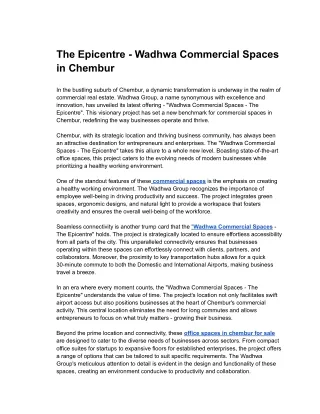 The Epicentre - Wadhwa Commercial Spaces in Chembur