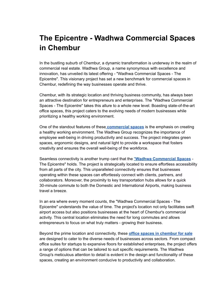 the epicentre wadhwa commercial spaces in chembur