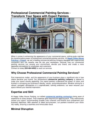 Professional Commercial Painting Services in happy valley