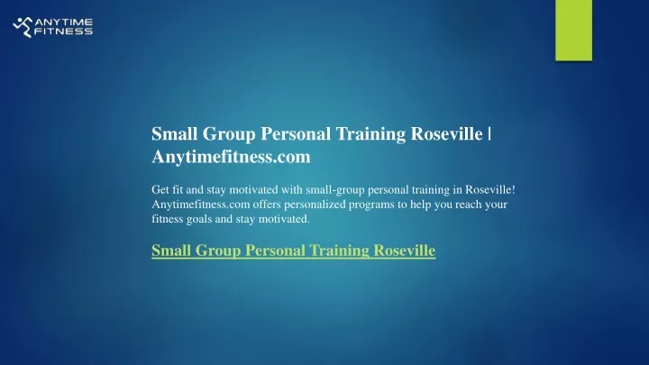 small group personal training roseville
