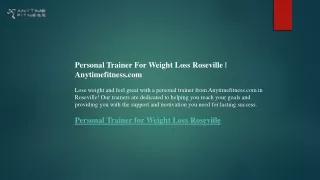 Personal Trainer For Weight Loss Roseville  Anytimefitness.com