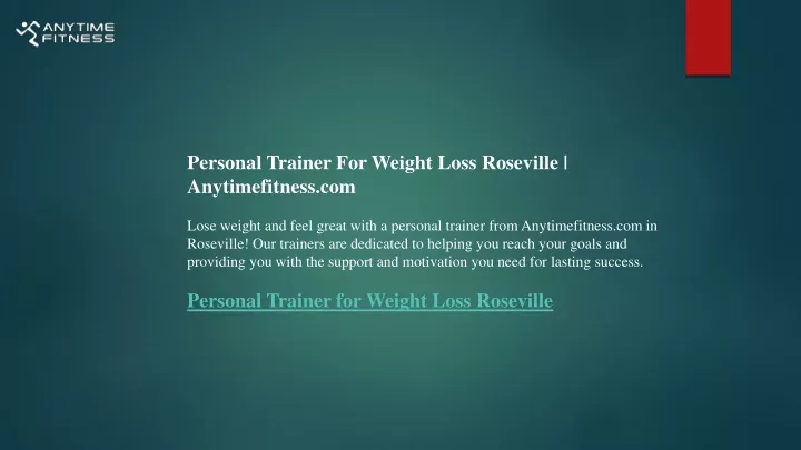 personal trainer for weight loss roseville