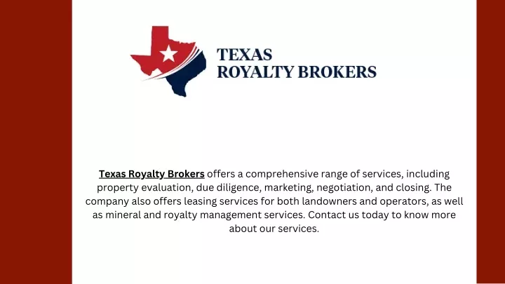 texas royalty brokers offers a comprehensive