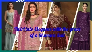 Twirl into Elegance with the grace of a Sharara Suit