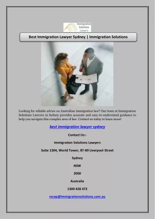 Best Immigration Lawyer Sydney | Immigration Solutions Lawyers