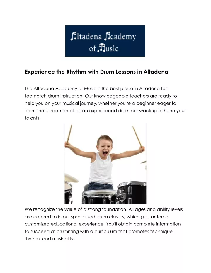 experience the rhythm with drum lessons
