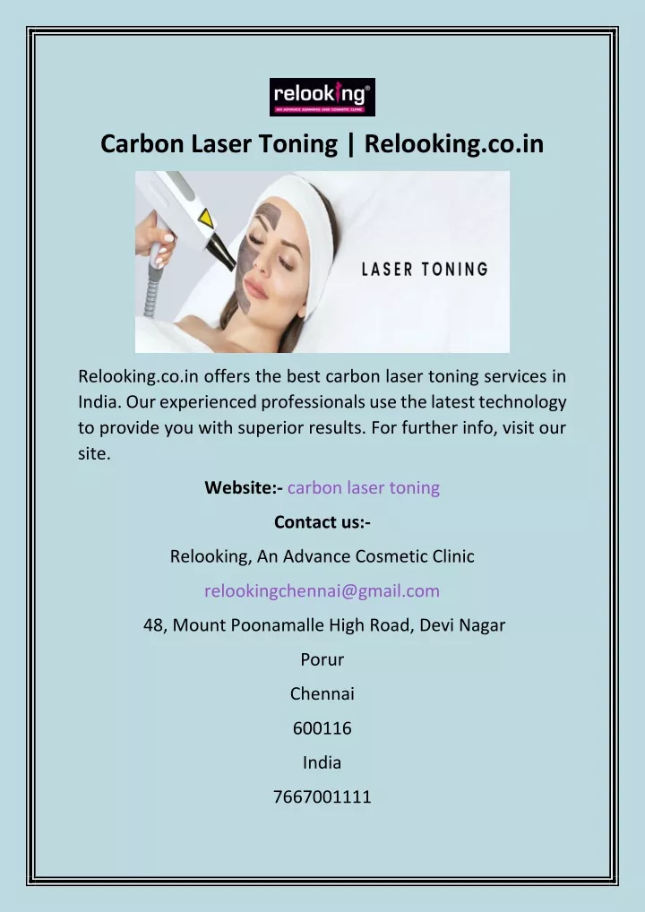 carbon laser toning relooking co in