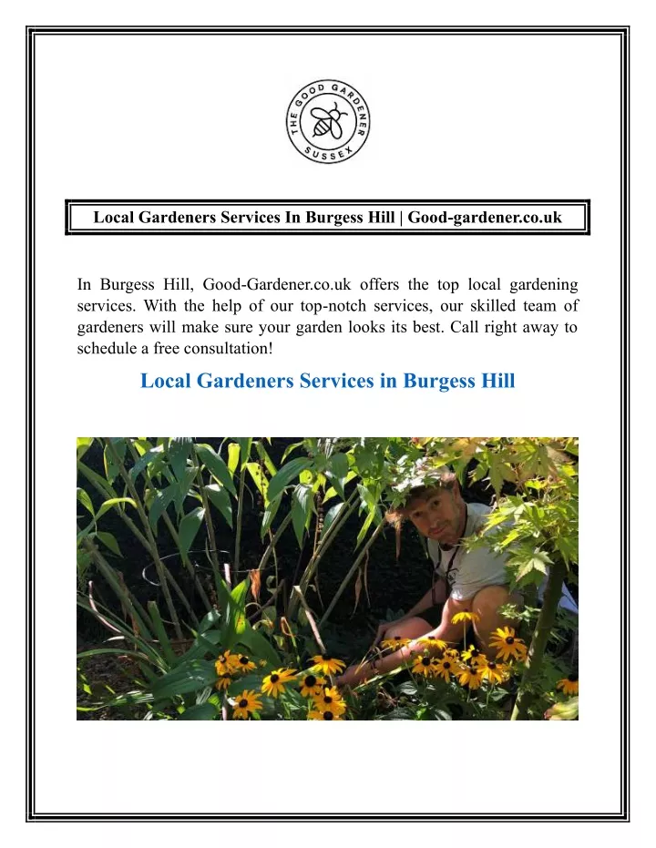 local gardeners services in burgess hill good