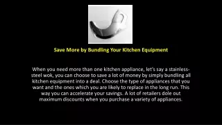 Save More by Bundling Your Kitchen Equipment