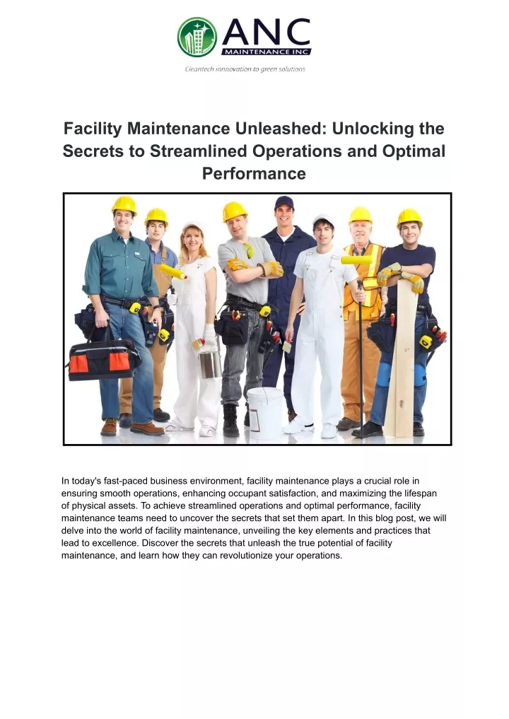 facility maintenance unleashed unlocking