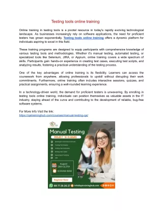 testing tools online training