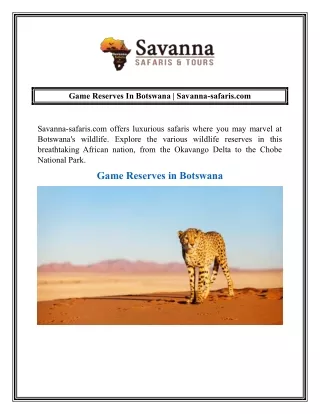 Game Reserves In Botswana  Savanna-safaris.com