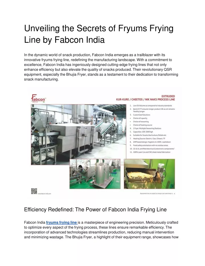 unveiling the secrets of fryums frying line by fabcon india