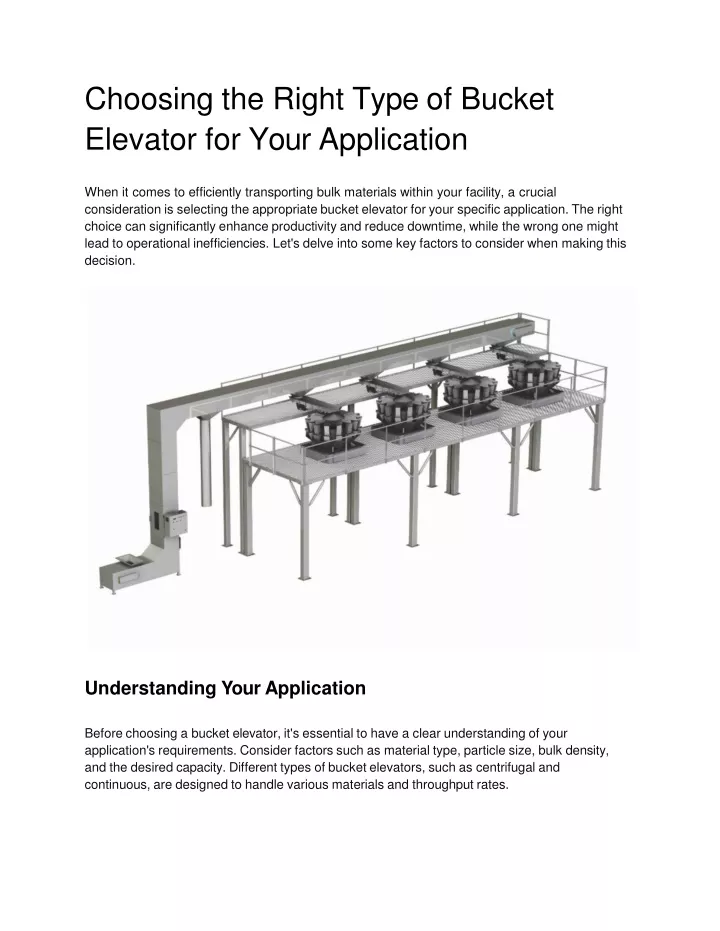 choosing the right type of bucket elevator for your application