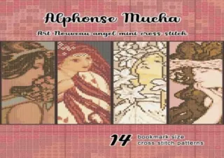 PDF Alphonse Mucha art nouveau angle mini cross stitch: 14 bookmark cross stitch