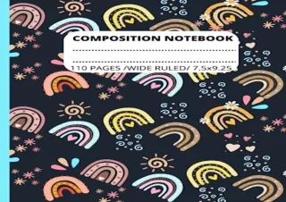 (PDF) Composition Notebook Wide Ruled: Cute Boho Rainbow Pattern: Preppy Noteboo