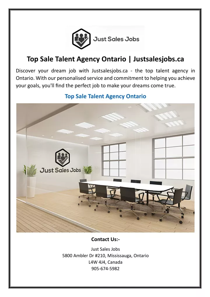 top sale talent agency ontario justsalesjobs ca