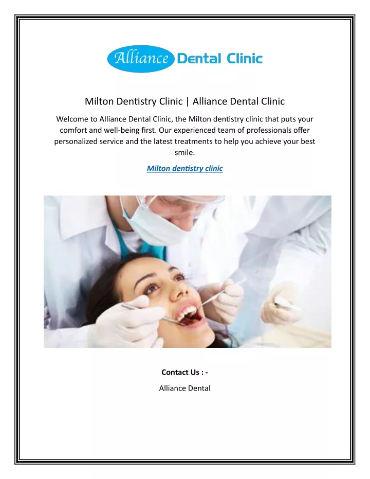 milton dentistry clinic alliance dental clinic