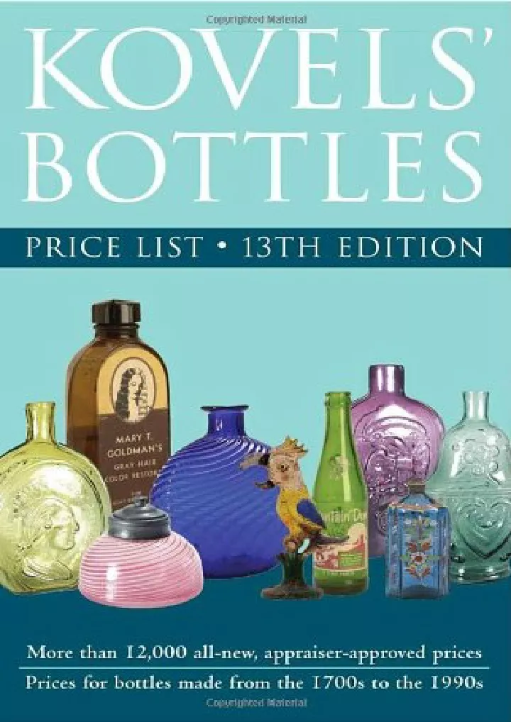 kovels bottles price list 13th edition download