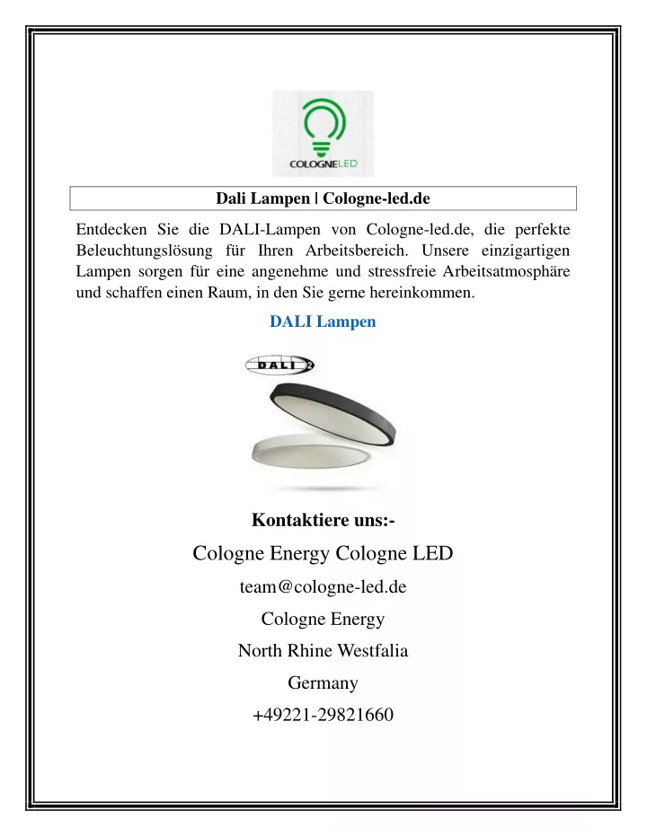 dali lampen cologne led de