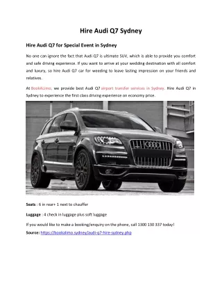 Hire Audi Q7 Car with Chauffeur Service in Sydney - Book A Limo
