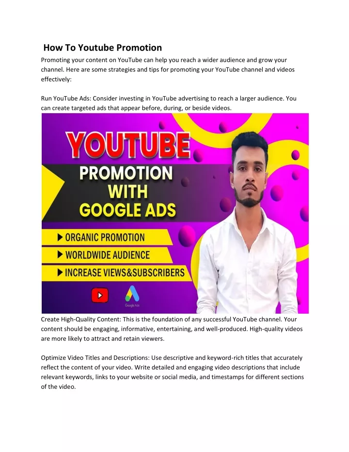 how to youtube promotion