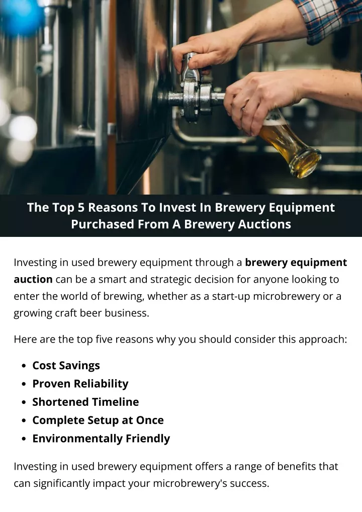 the top 5 reasons to invest in brewery equipment