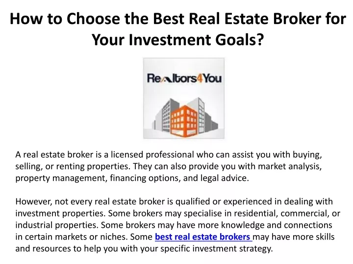 how to choose the best real estate broker