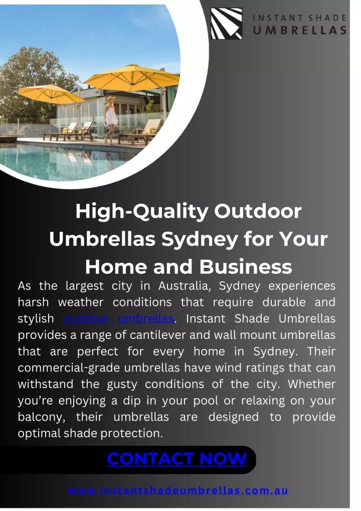 high quality outdoor umbrellas sydney for your