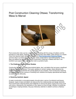 Transforming Homes with Care: Residential Cleaning in Ottawa