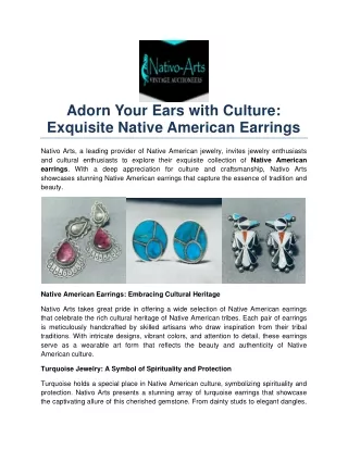 Adorn Your Ears with Culture Exquisite Native American Earrings