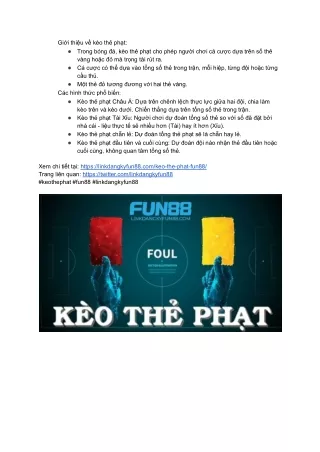 Kèo thẻ phạt - Hình thức cá cược bóng đá được ưa chuộng tại linkdangkyfun88.