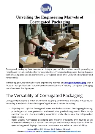 Unveiling the Engineering Marvels of Corrugated Packaging