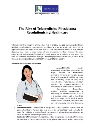 The Rise of Telemedicine Physicians