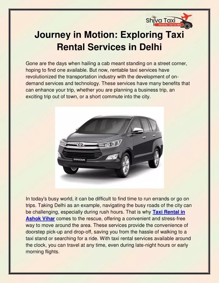 journey in motion exploring taxi rental services