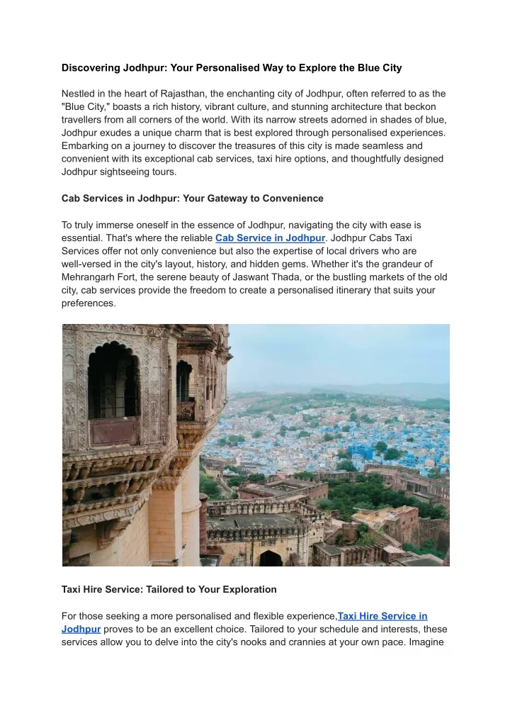 discovering jodhpur your personalised