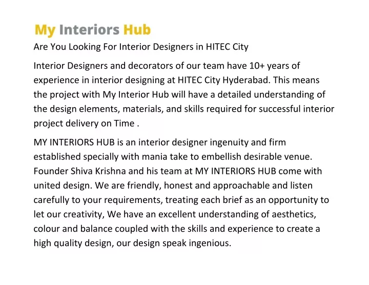 are you looking for interior designers in hitec