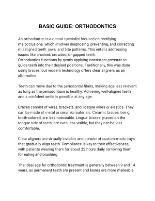 BASIC GUIDE_ ORTHODONTICS