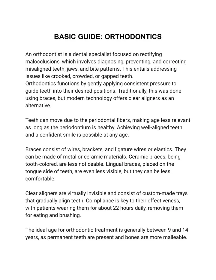 basic guide orthodontics