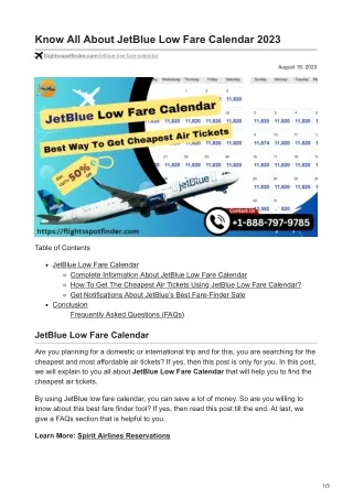 know all about jetblue low fare calendar 2023