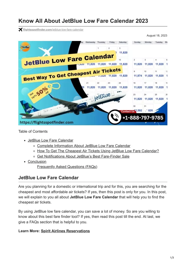 PPT Know All About JetBlue Low Fare Calendar 2023 PowerPoint