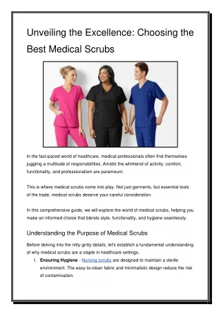 Unveiling the Excellence: Choosing the  Best Medical Scrubs