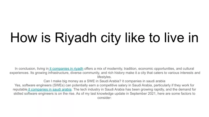 how is riyadh city like to live in