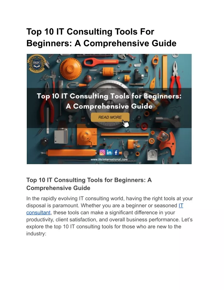 top 10 it consulting tools for beginners