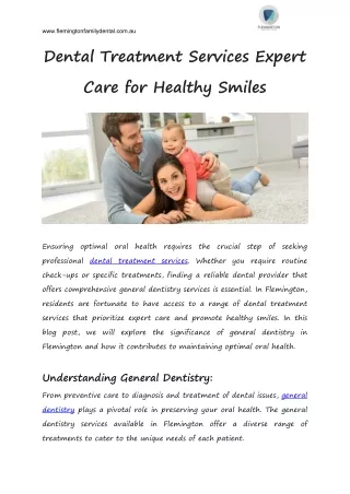 Dental Treatment Services Expert Care for Healthy Smiles