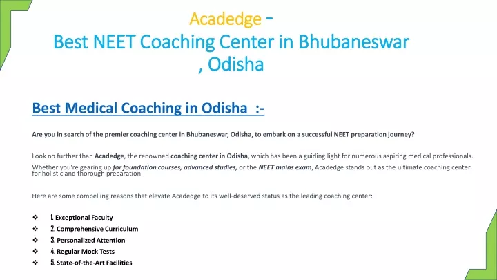 acadedge best neet coaching center in bhubaneswar odisha