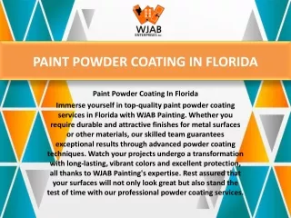 Paint Powder Coating In Florida