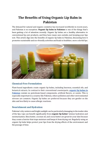 The Benefits of Using Organic Lip Balm in Pakistan